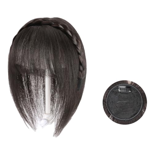 B natural,Xytraiihw Clip-In-Pony Für Damen, 360°-Cover-Clip-In-Pony, Synthetischer Stirnband-Pony, Dünner Pony Mit Strasssteinen Für Den Täglichen Gebrauch von Xytraiihw