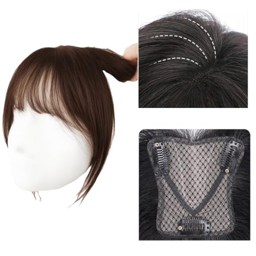 Braun,10(inch), Frauen Echthaar Clip in Bangs Pony Haarteil, One Piece Human Hair Clip in Pony Fringe Natürlich Verlängerung 3 Clips Für Tägliche Verwendung Natürlich von Xytraiihw