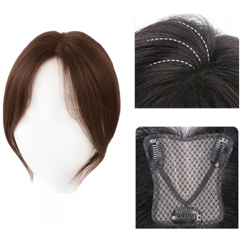 Braun,10（inch）,Frauen Clip in Pony, 100% Haarteil Echthaar Bangs Extensions Echthaar One Piece Human Hair Clip in Pony Für Das Tägliche Tragen von Xytraiihw