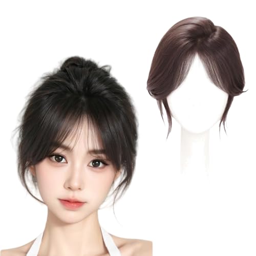 Braun,10 inch,Xytraiihw Clip in Pony Haarteil, Natürlicher Clip-On-Seiten-Pony with Tempel Haarteile Echthaar Haarverlängerung Für Frauen Das Tägliche Tragen von Xytraiihw