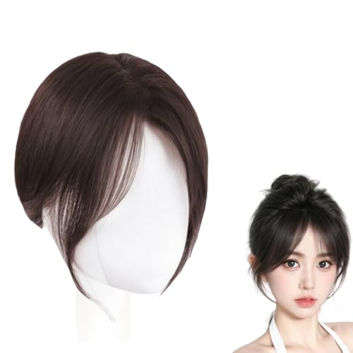 Braun,10inch,Xytraiihw Clip in Pony 100% Haarteil Echthaar Clip in Bangs Natürlicher Clip-On-Seiten-Pony Für Frauen Pony Extension Echthaar Für Das Tägliche Tragen von Xytraiihw