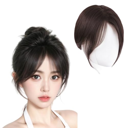 Braun,10inch,Xytraiihw Frauen Bangs Hair Clip, Topper Mittelseite Scheitel Echthaar Haar Topper, Haartopper Mit Clip in Fransen, Für Frauen Das Tägliche Tragen von Xytraiihw