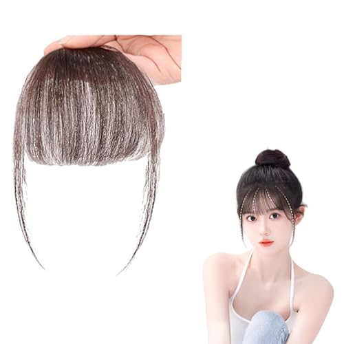 Dark brown,Xytraiihw Clip in Pony, Echthaar Fringe Bangs, 360° Cover Clip in Bang, 100% Echthaarteile Haarteil, Für Frauen Pony Extension Echthaar Für Damen von Xytraiihw