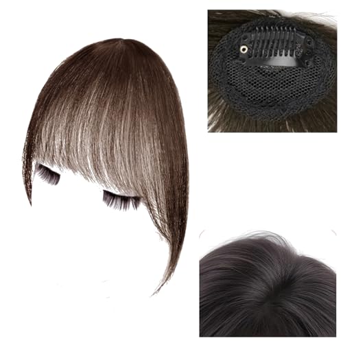Dark brown,Xytraiihw Fringe Vordere Haar Stück Frauen, 100% Echthaar-Topper,Clip in Pony Haar Extensions,360° Cover Clip in Bang,Für Den Täglichen Verschleiß von Xytraiihw