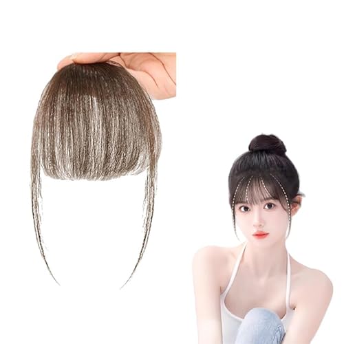 Light brown,Xytraiihw Clip in Pony, Echthaar Fringe Bangs, 360° Cover Clip in Bang, 100% Echthaarteile Haarteil, Für Frauen Pony Extension Echthaar Für Damen von Xytraiihw