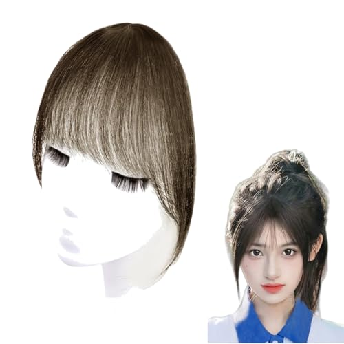 Light brown,Xytraiihw Clip in Pony, Echthaar Fringe Bangs Extensions,100% Haarteil Echthaar Clip in Bangs, Pony Extension Echthaar,Für Frauen Das Tägliche Tragen von Xytraiihw