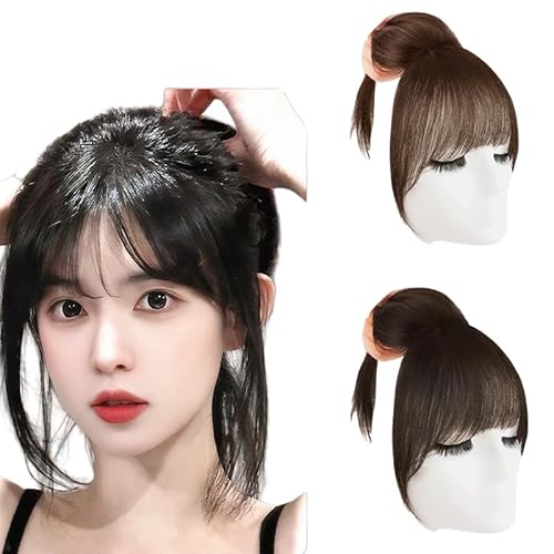 Natural,10 inch,Xytraiihw 100% Echthaar-Topper for Frauen, 360° Cover Clip in Bang 3D Air Bangs,One Piece Human Hair Clip in Pony Für Frauen Das Tägliche Tragen von Xytraiihw