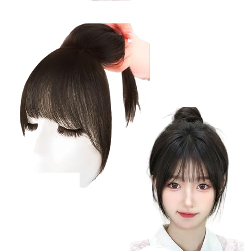Natural,10inch,Xytraiihw 360° Cover Clip in Bangs, 100% Human Hair Clip on Bangs One Piece Bangs Hair Clip for Women Fake Bangs for Daily Wear von Xytraiihw