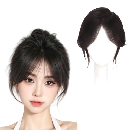 Natural black,10 inch,Xytraiihw Clip in Pony Haarteil, Natürlicher Clip-On-Seiten-Pony with Tempel Haarteile Echthaar Haarverlängerung Für Frauen Das Tägliche Tragen von Xytraiihw