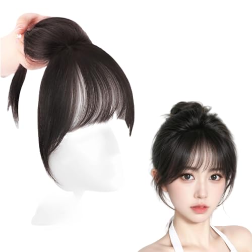 Natural black,10inch,Xytraiihw 3D Air Bangs Extension Clip in Pony Atmungsaktiv Modisch Leicht Air Bangs One Piece Clip in Pony Natürliche Bangs Für Frauen Das Tägliche Tragen von Xytraiihw