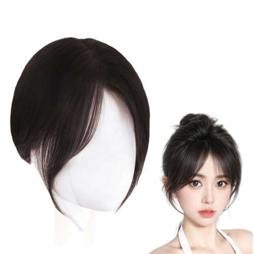 Natural black,10inch,Xytraiihw Clip in Pony 100% Haarteil Echthaar Clip in Bangs Natürlicher Clip-On-Seiten-Pony Für Frauen Pony Extension Echthaar Für Das Tägliche Tragen von Xytraiihw