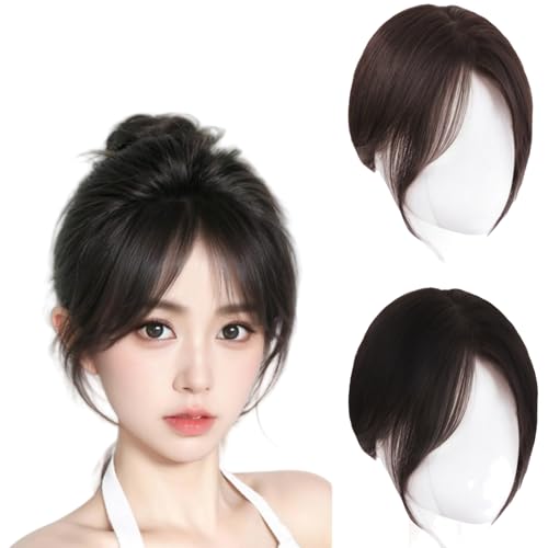Natural black,10inch,Xytraiihw Clip in Pony Echthaar Für Frauen, Haarteile Haarverlängerung,360° Cover Clip in Bang Teilweise Pony,for Frauen Mit Dünner Werdendem Haar Top-Haarteile von Xytraiihw