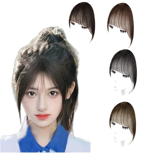 Natural black,Xytraiihw Air Bangs Für Frauen, Fringe Extensions Natürliche Bangs, 100% Echthaar Fringe Bangs, One Piece Human Hair Clip in Pony Für Frauen Das Tägliche Tragen von Xytraiihw