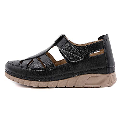 Xytraiihw 2024 Damenschuhe Sandalen, Sommer Damen Retro Rom Sandalias Mode Baotou Keil Plateau Sandalen Slip on Strandschuhe,Schwarz,37 von Xytraiihw