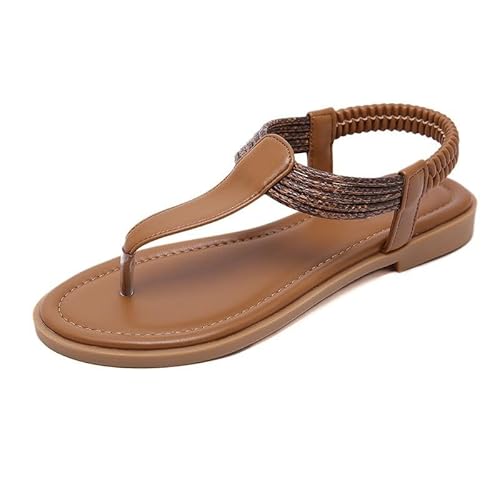 Xytraiihw 2024 Frauen Sommer Lässige, Rutschfeste Strandsandalen Lässige Flip Flops Low Heels Plateauschuhe,Braun,35 von Xytraiihw