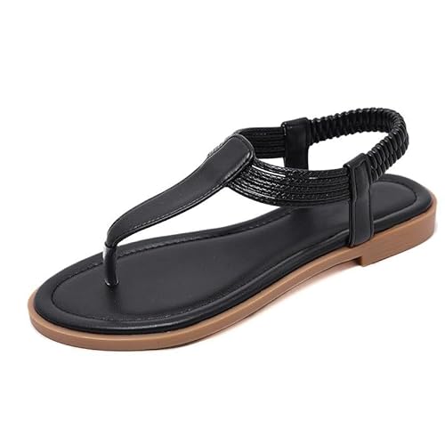 Xytraiihw 2024 Frauen Sommer Lässige, Rutschfeste Strandsandalen Lässige Flip Flops Low Heels Plateauschuhe,Schwarz,35 von Xytraiihw