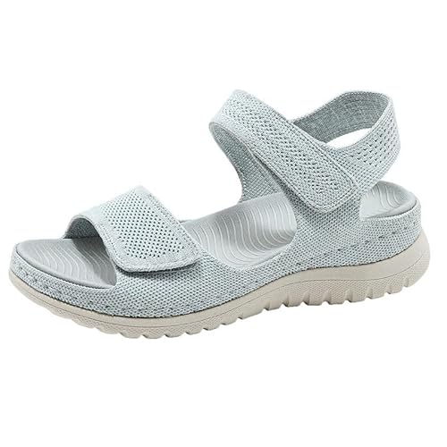 Xytraiihw 2024 Sommer Frauen Sandalen, Böhmische Stil Schuhe Sport Hollow Strand Dicken Boden Walking Sandale,Grau,35 von Xytraiihw