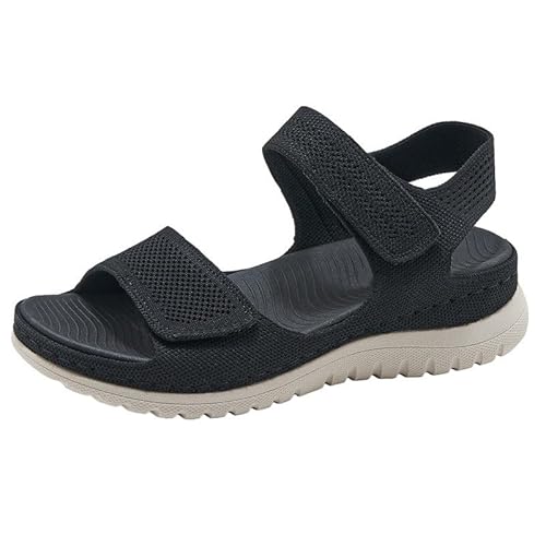 Xytraiihw 2024 Sommer Frauen Sandalen, Böhmische Stil Schuhe Sport Hollow Strand Dicken Boden Walking Sandale,Schwarz,35 von Xytraiihw