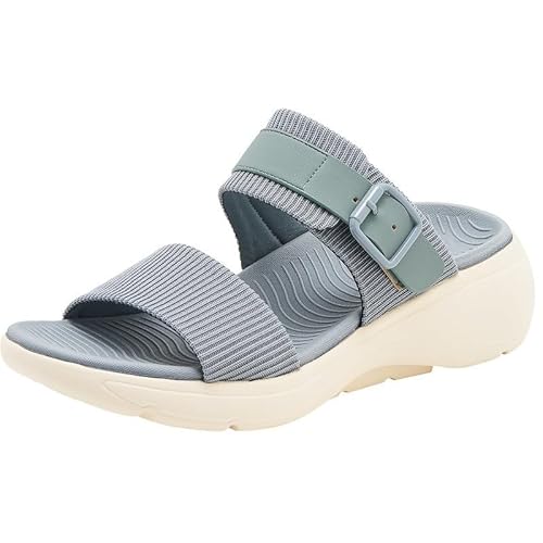 Xytraiihw Damen Sport Hausschuhe, Sommer dicke Sohle Bequeme Flip Flops Damen Sandalen Einfarbig Keil Weiche leichte Schuhe,Blau,38 von Xytraiihw