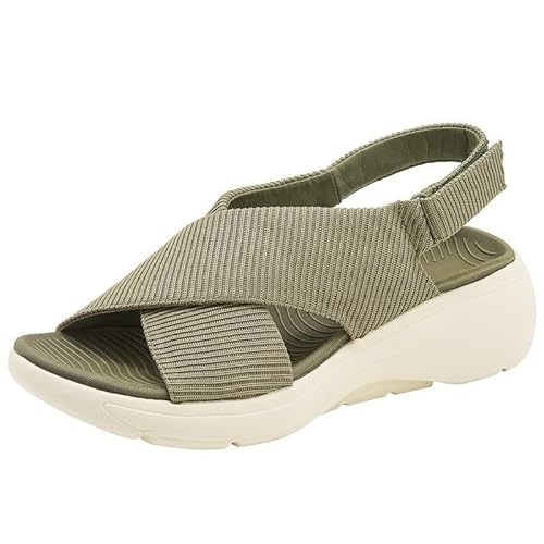 Xytraiihw Einfarbige Damen Sandalen, Sommer Bohemian Damen Bequeme Strandschuhe Damen Oft Bottom Slip-On Leicht Flach,Grün,40 von Xytraiihw