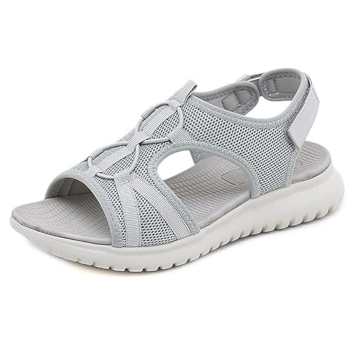 Xytraiihw Lässige Sommerkeilsandalen, 2024 Frauen Einfarbige Atmungsaktive Rundzehenschuhe Kausale Offene Zehe Sommerschuhe,Grau,36 von Xytraiihw