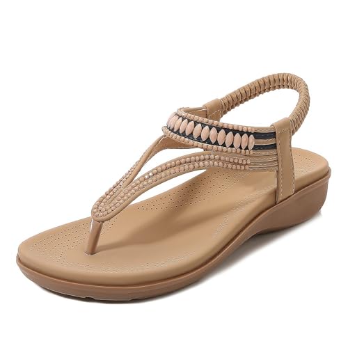 Xytraiihw Sommer Frauen Plattform Sandles, High Heels Slides Lady Wedges String Perle Rosa Sandles Weibliche Bohemian Frauen Schuhe,Gelb,36 von Xytraiihw