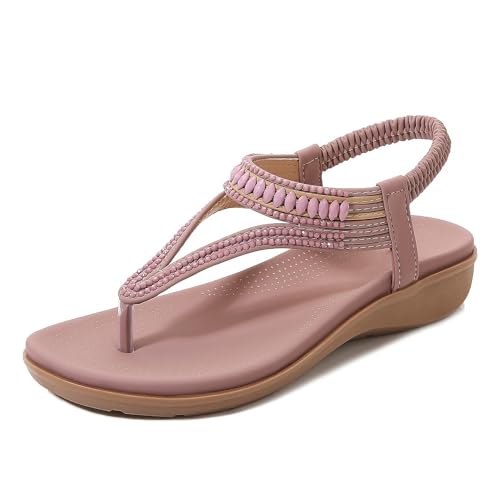 Xytraiihw Sommer Frauen Plattform Sandles, High Heels Slides Lady Wedges String Perle Rosa Sandles Weibliche Bohemian Frauen Schuhe,Lila,38 von Xytraiihw