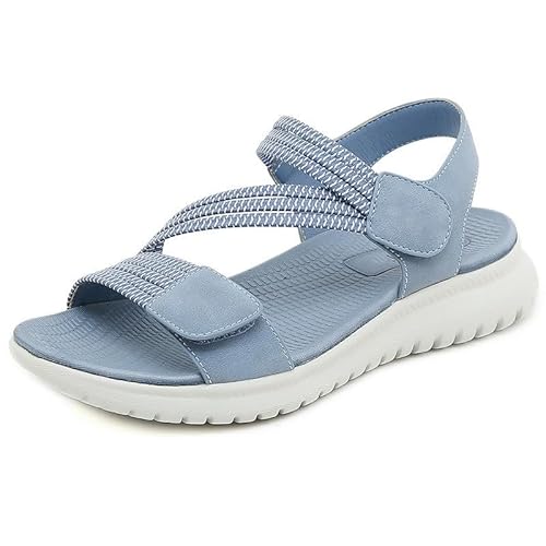 Xytraiihw Strandsandalen Damen Dicke Sohle Sommerschuhe Freizeit Damen Weiche Sandalen Damen Sandalen Strandschuhe Femme Plateau Sandale,Blau,37 von Xytraiihw