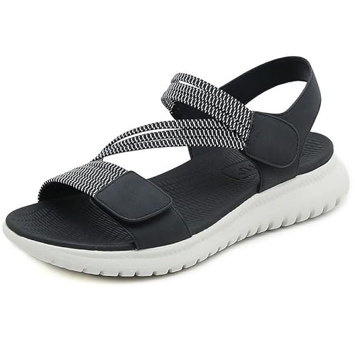 Xytraiihw Strandsandalen Damen Dicke Sohle Sommerschuhe Freizeit Damen Weiche Sandalen Damen Sandalen Strandschuhe Femme Plateau Sandale,Schwarz,36 von Xytraiihw