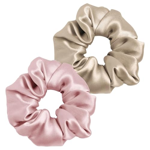 2 Stück Haargummis Seide Scrunchies Satin für Damen, Haargummi Weich Seidig Elastisch Silk für Damen Frauen und Mädchen, Champagner, Rosa 2 Stück Haargummis Seide Scrunchies Satin für Damen, Haargummi Weich Seidig Elastisch Silk für Damen Frauen und Mädchen, Champagner, Rosa von Xyvona
