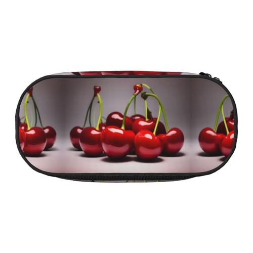 Xzdal Bedrucktes Federmäppchen mit chilenischen Kirschen zur Aufbewahrung von Schreibwaren oder Kosmetika, Catering für vielfältige Aufbewahrungsbedürfnisse, Schwarz , Einheitsgröße, Kosmetikkoffer von Xzdal