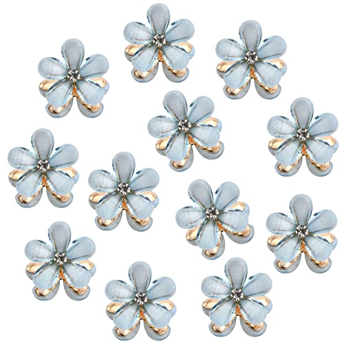 Xzeemo 12 Stk Mini Haarspangen Weiß, Blumen-Haarspangen, Mini Diamant Haarspangen, Haarkrallen Haarschmuck, Dekorative Haarschmuck für Mädchen Damen Hochzeit Party Braut (Blau) von Xzeemo