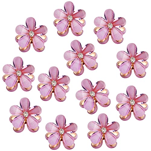 Xzeemo 12 Stk Mini Haarspangen Weiß, Blumen-Haarspangen, Mini Diamant Haarspangen, Mini Haarspiralen Clip, Haarkrallen Haarschmuck, Dekorative Haarschmuck für Mädchen Damen Hochzeit Party Braut (Lila) von Xzeemo