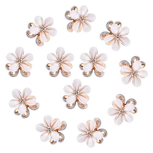 Xzeemo 12 Stück Mini Haarspangen Weiß, Mini Haarspiralen Clip, Blumen-Haarspangen Haarkrallen Haarschmuck, Kleine Haarklammer, Dekorative Haarschmuck für Mädchen Damen Hochzeit Party Braut von Xzeemo