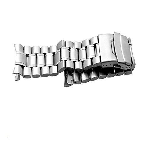 Ersatz von Metallbändern, Armbändern, Uhrenarmband aus Edelstahl, 18 mm, 20 mm, 22 mm, 24 mm, Armband, gebogenes Ende, Doppelverschluss-Schnalle, Ersatz-Handgelenkgürtel (Farbe: Silber, Größe: ( Color von Xzeit