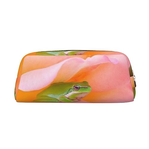 Xzeit A Green Tree Frog Pencil Case Pen Box Zipper Pencil Bags Leather Pencil Pouch for Boys and Girls, gold, Einheitsgröße, Taschen-Organizer von Xzeit