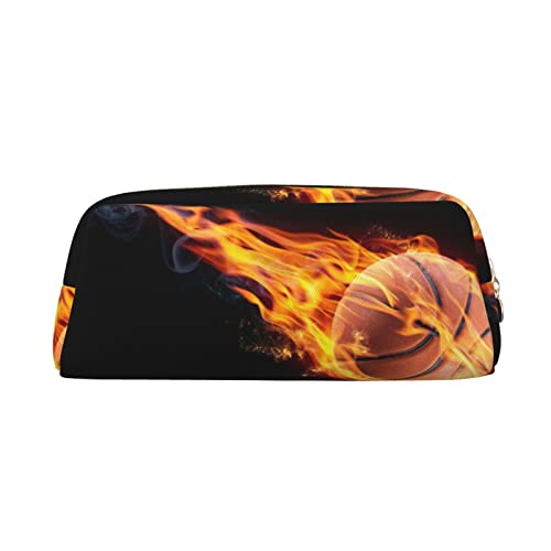 Xzeit Basketball On Fire Federmäppchen Stiftebox Reißverschluss Federmäppchen Leder Federmäppchen für Jungen und Mädchen, gold, Einheitsgröße, Taschen-Organizer von Xzeit