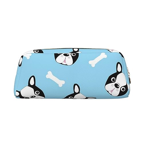 Xzeit Boston Terrier (9) Federmäppchen Stiftebox Reißverschluss Federmäppchen Leder Federmäppchen für Jungen und Mädchen, gold, Einheitsgröße, Taschen-Organizer von Xzeit