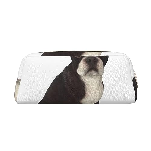 Xzeit Boston Terrier Federmäppchen Stiftbox Reißverschluss Federmäppchen Leder Federmäppchen für Jungen und Mädchen, gold, Einheitsgröße, Taschen-Organizer von Xzeit