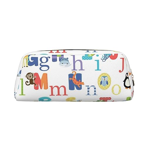 Xzeit Bunte Tier Alphabet Federmäppchen Stiftebox Reißverschluss Bleistift Taschen Leder Bleistift Tasche für Jungen und Mädchen, gold, Einheitsgröße, Taschen-Organizer von Xzeit