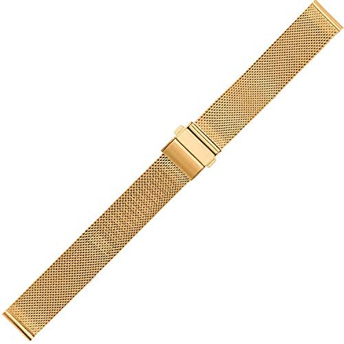 Xzeit Ersatz von Metallbändern, Armbändern, Gewebtes Uhrenarmband aus Edelstahl, 16 mm, 18 mm, 20 mm, 22 mm, universelles Uhrenarmband (Farbe: Gold, Größe: 18 mm) (Color : 2, Size : 16mm) von Xzeit