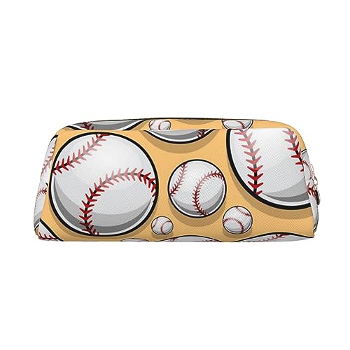 Xzeit Federmäppchen mit Baseball-Muster, Softball-Design, Sport-Design, Stiftebox, Reißverschluss, Bleistifttaschen, Leder, für Jungen und Mädchen, gold, Einheitsgröße, Taschen-Organizer von Xzeit