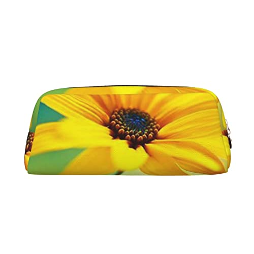 Xzeit Federmäppchen mit Sonnenblumen-Motiv, mit Reißverschluss, Leder, für Jungen und Mädchen, 6 Stück, gold, Einheitsgröße, Taschen-Organizer von Xzeit