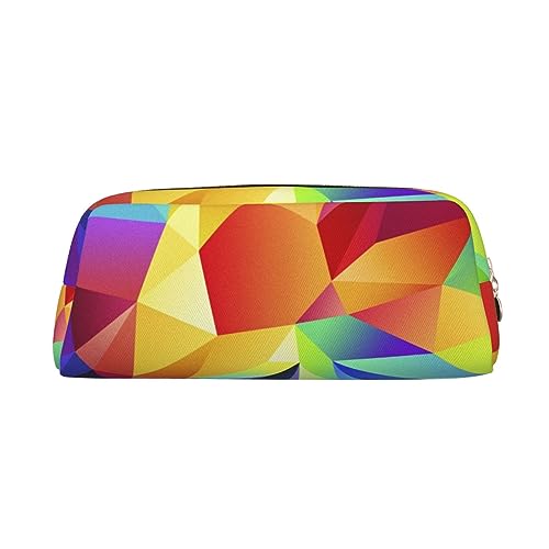 Xzeit Federmäppchen mit abstraktem Regenbogen-Hintergrund, Stiftebox, Reißverschluss, Bleistifttaschen, Leder-Bleistiftbeutel für Jungen und Mädchen, gold, Einheitsgröße, Taschen-Organizer von Xzeit