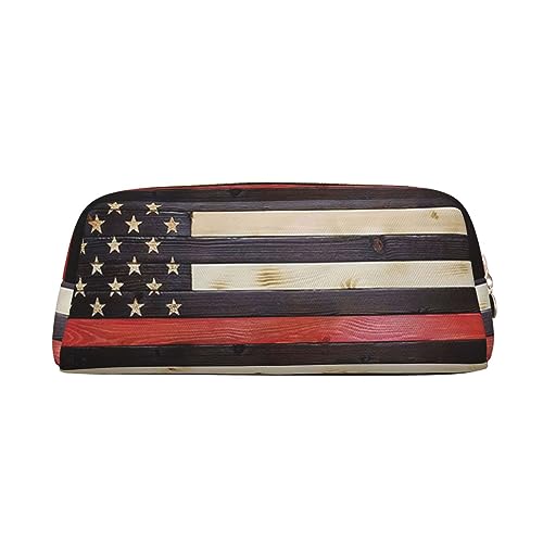 Xzeit Federmappe mit amerikanischer Flagge, Vintage-Stil, Holz, Stiftebox, Reißverschluss, Federtasche, Leder, für Jungen und Mädchen, gold, Einheitsgröße, Taschen-Organizer von Xzeit