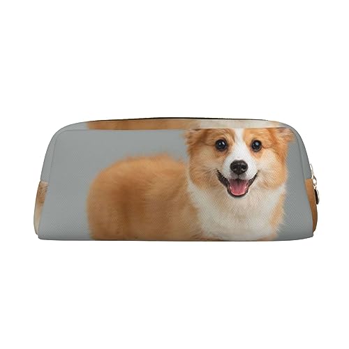 Xzeit Niedliches Corgi-Federmäppchen mit Reißverschluss, Stifteetui, Leder, für Jungen und Mädchen, gold, Einheitsgröße, Taschen-Organizer von Xzeit