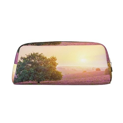 Xzeit Schöne Landschaft Sonnenaufgang Bleistift Fall Stift Box Reißverschluss Bleistift Taschen Leder Bleistift Tasche für Jungen und Mädchen, gold, Einheitsgröße, Taschen-Organizer von Xzeit