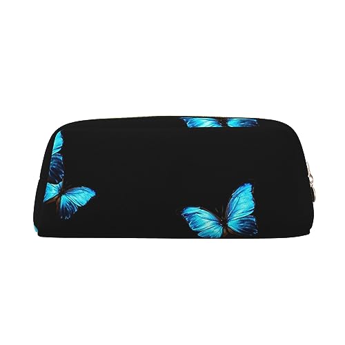 Xzeit Schöne blaue Schmetterling Bleistift Fall Stift Box Reißverschluss Bleistift Taschen Leder Bleistift Tasche für Jungen und Mädchen, gold, Einheitsgröße, Taschen-Organizer von Xzeit