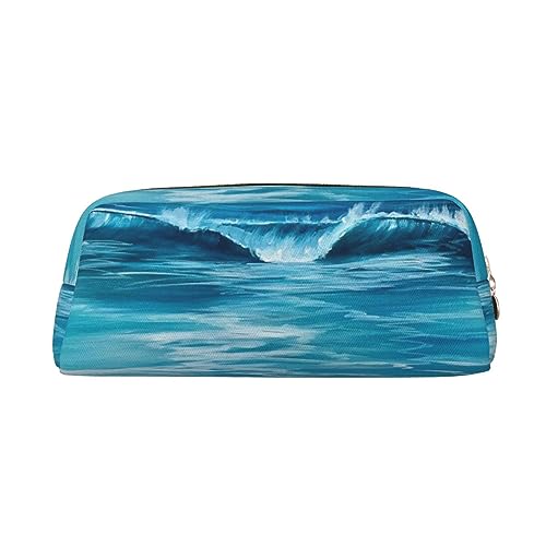 Xzeit Türkis Strand Original Seascape Federmäppchen Stiftebox Reißverschluss Federmäppchen Leder Federmäppchen für Jungen und Mädchen, gold, Einheitsgröße, Taschen-Organizer von Xzeit