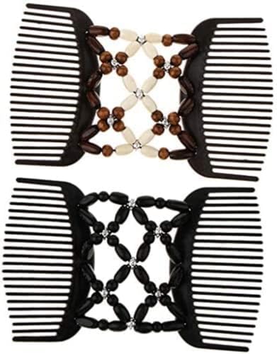 2 Stück Perlen Haarkämme Magische elastische Haar-Doppel-Clips für Frauen Mädchen DIY Haarstyling-Werkzeug von XzhixiangKing